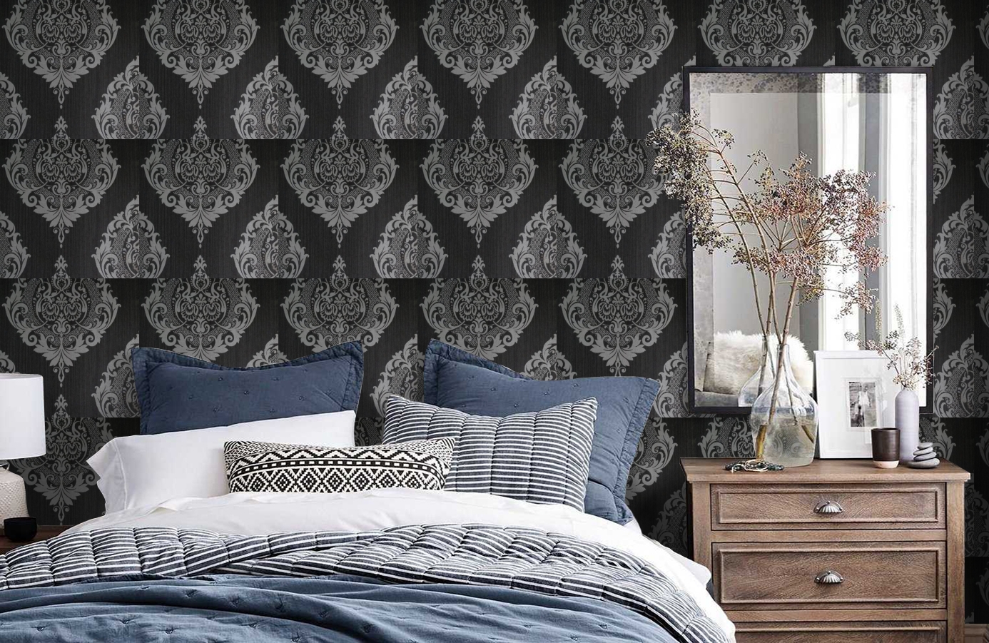 Обои 5107 фото в интерьере спальни