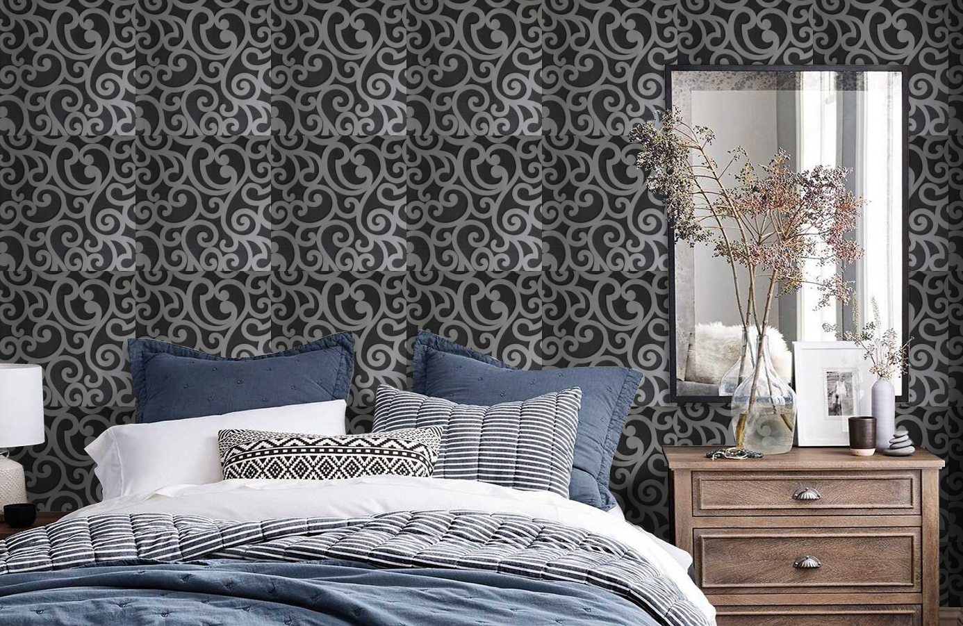 Обои 5116 фото в интерьере спальни