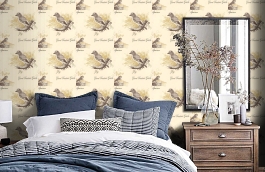 Обои Bewickbirds-Gorse-Wpcw116 фото в интерьере спальни превью