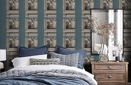 Обои Printroom-Cobaltblue-Wpcw фото в интерьере спальни превью