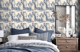 Обои Vauxhallgardens-Azure-Wpc фото в интерьере спальни превью