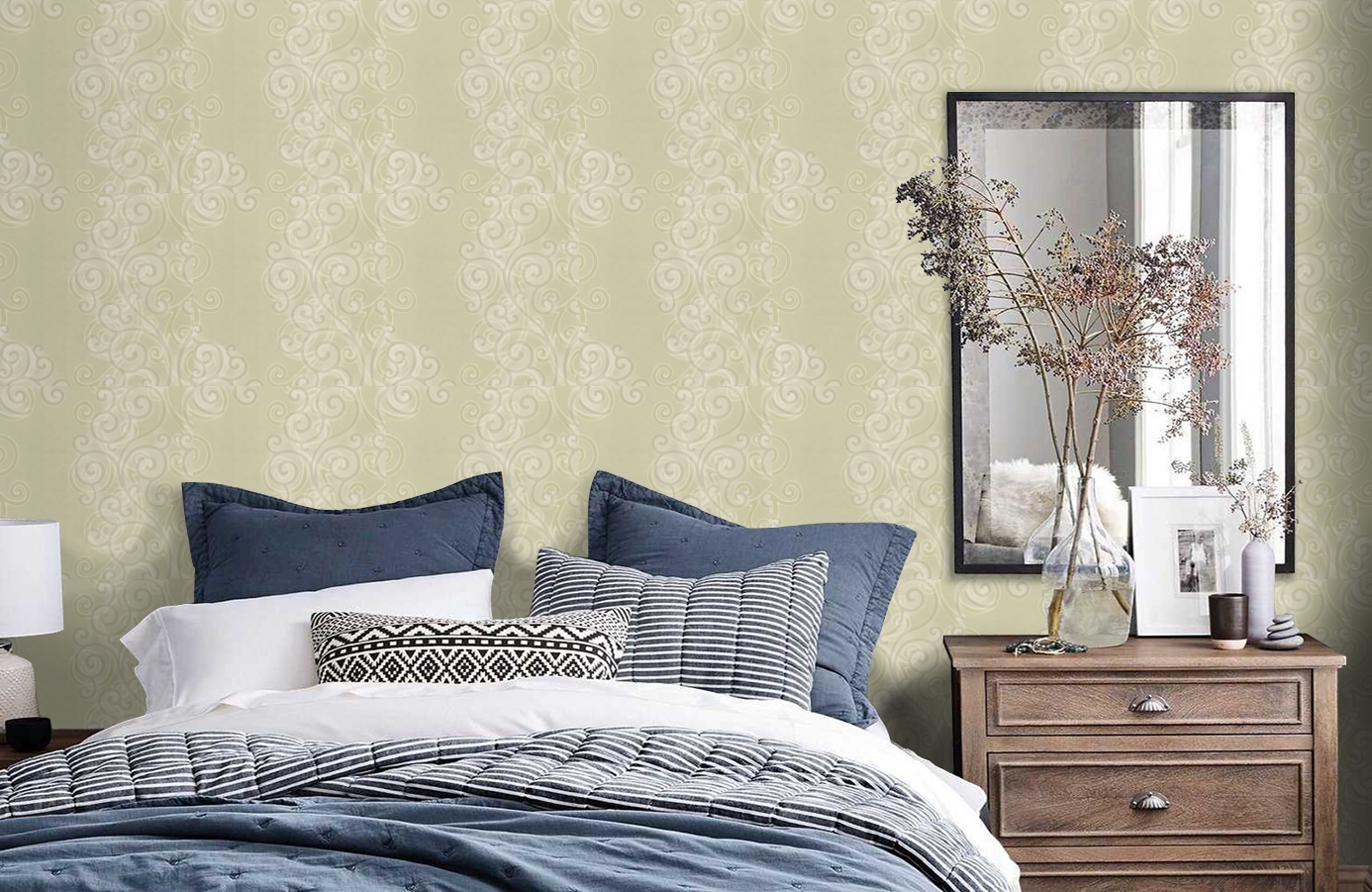 Обои HMY57501 фото в интерьере спальни