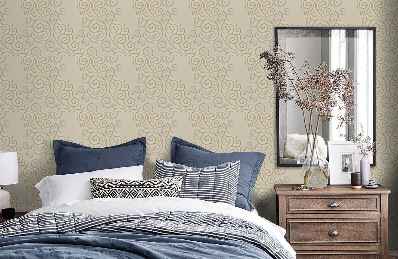 Обои HMY57503 фото в интерьере спальни