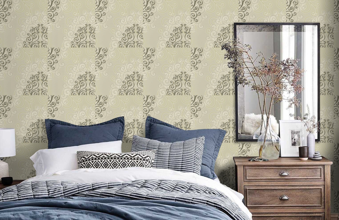 Обои HMY57511 фото в интерьере спальни