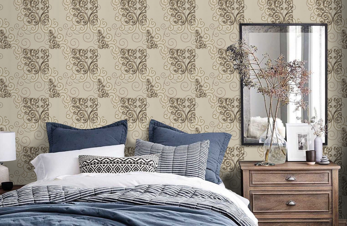 Обои HMY57513 фото в интерьере спальни