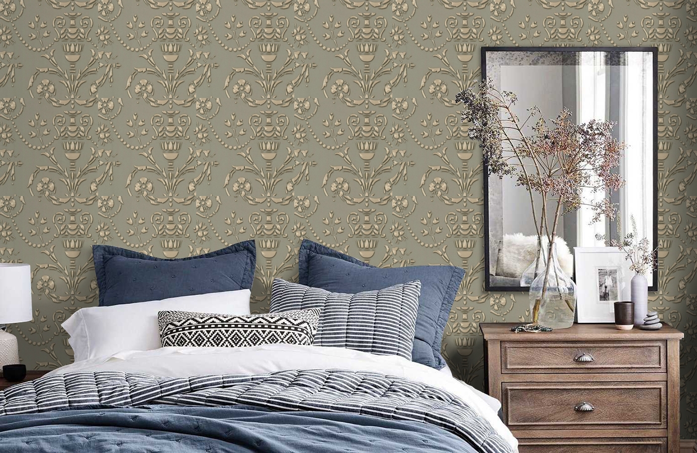 Обои HMY57545 фото в интерьере спальни