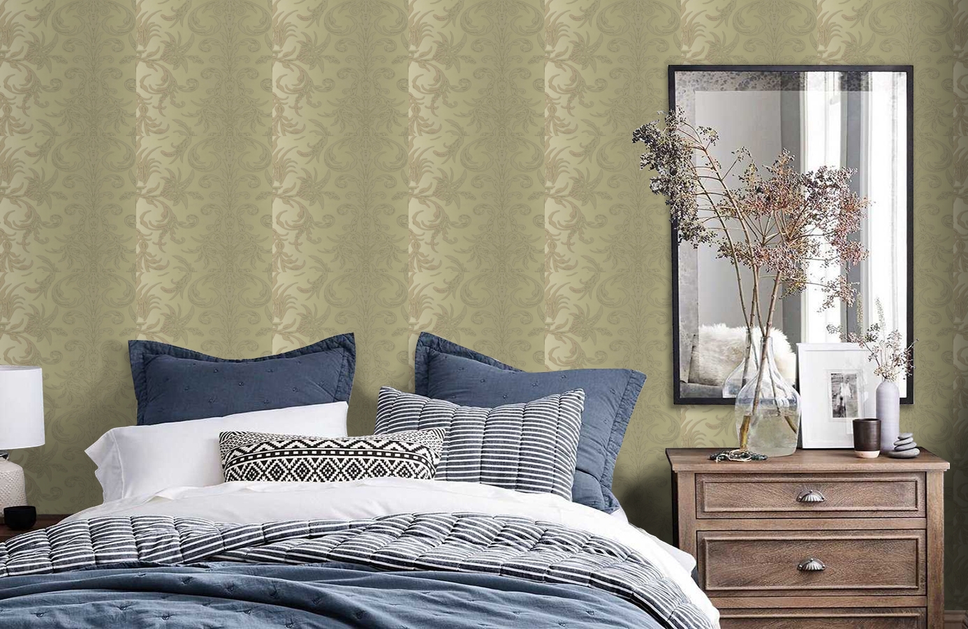 Обои HMY57563 фото в интерьере спальни