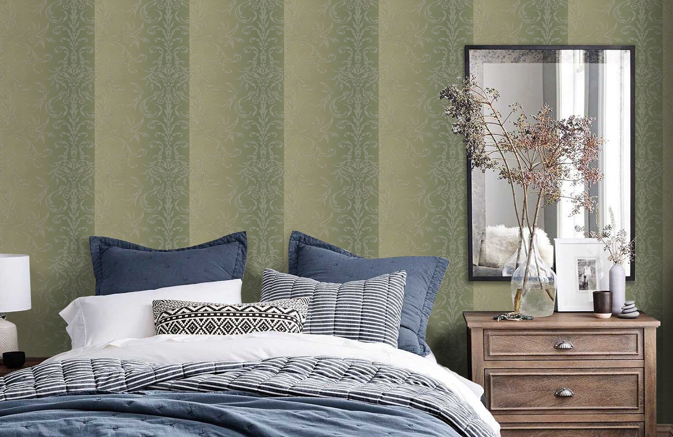 Обои HMY57565 фото в интерьере спальни