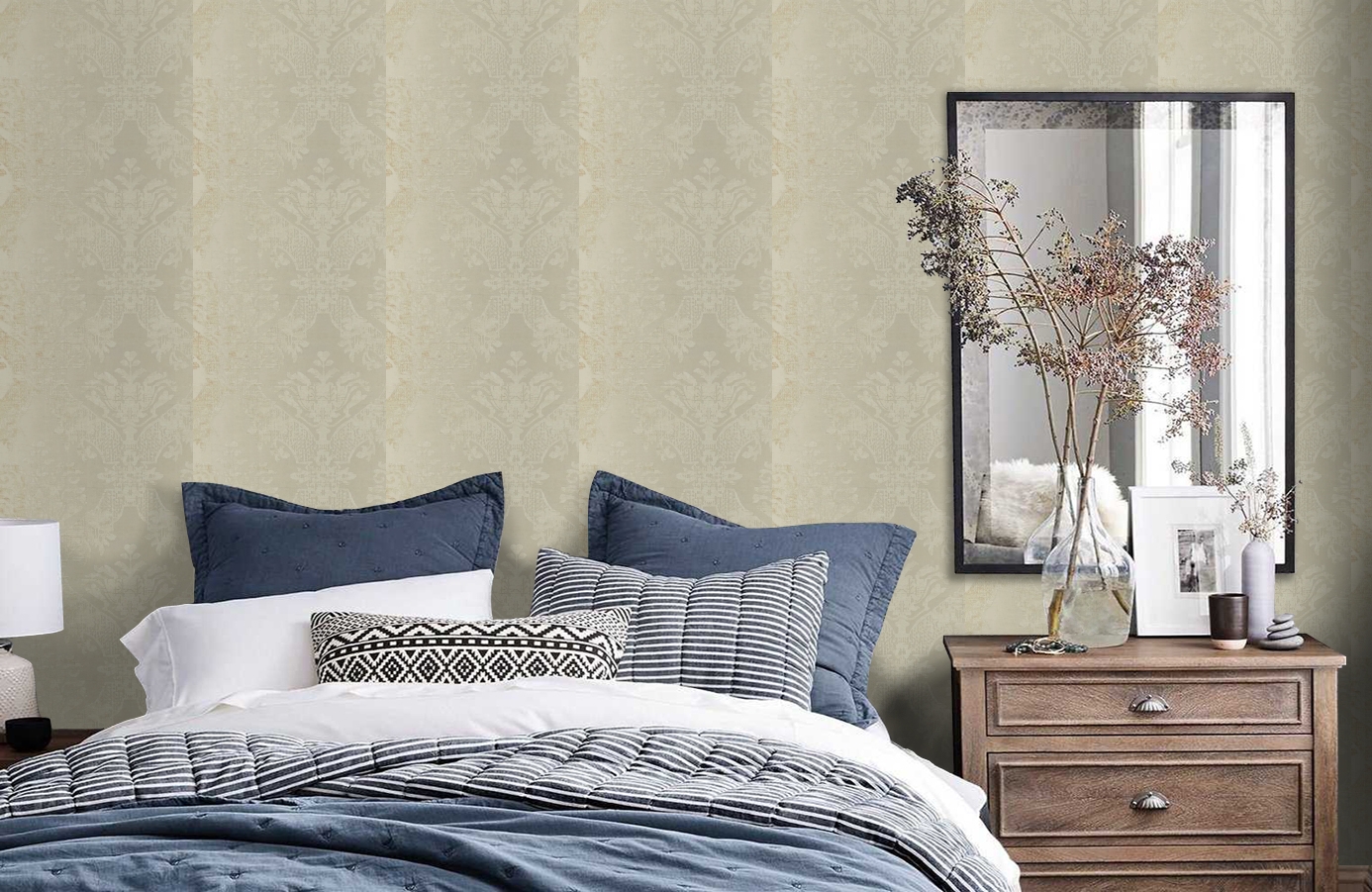 Обои HMY57581 фото в интерьере спальни