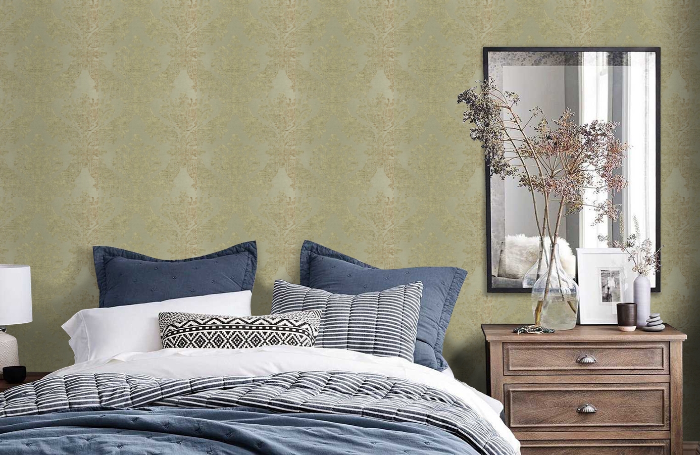 Обои HMY57586 фото в интерьере спальни