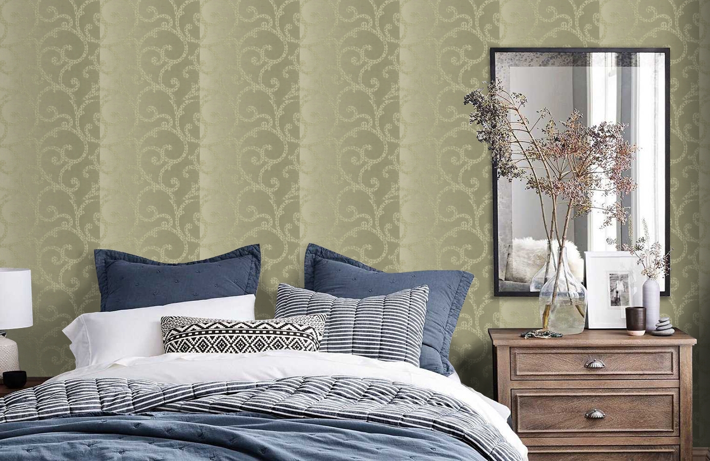 Обои HMY57607 фото в интерьере спальни