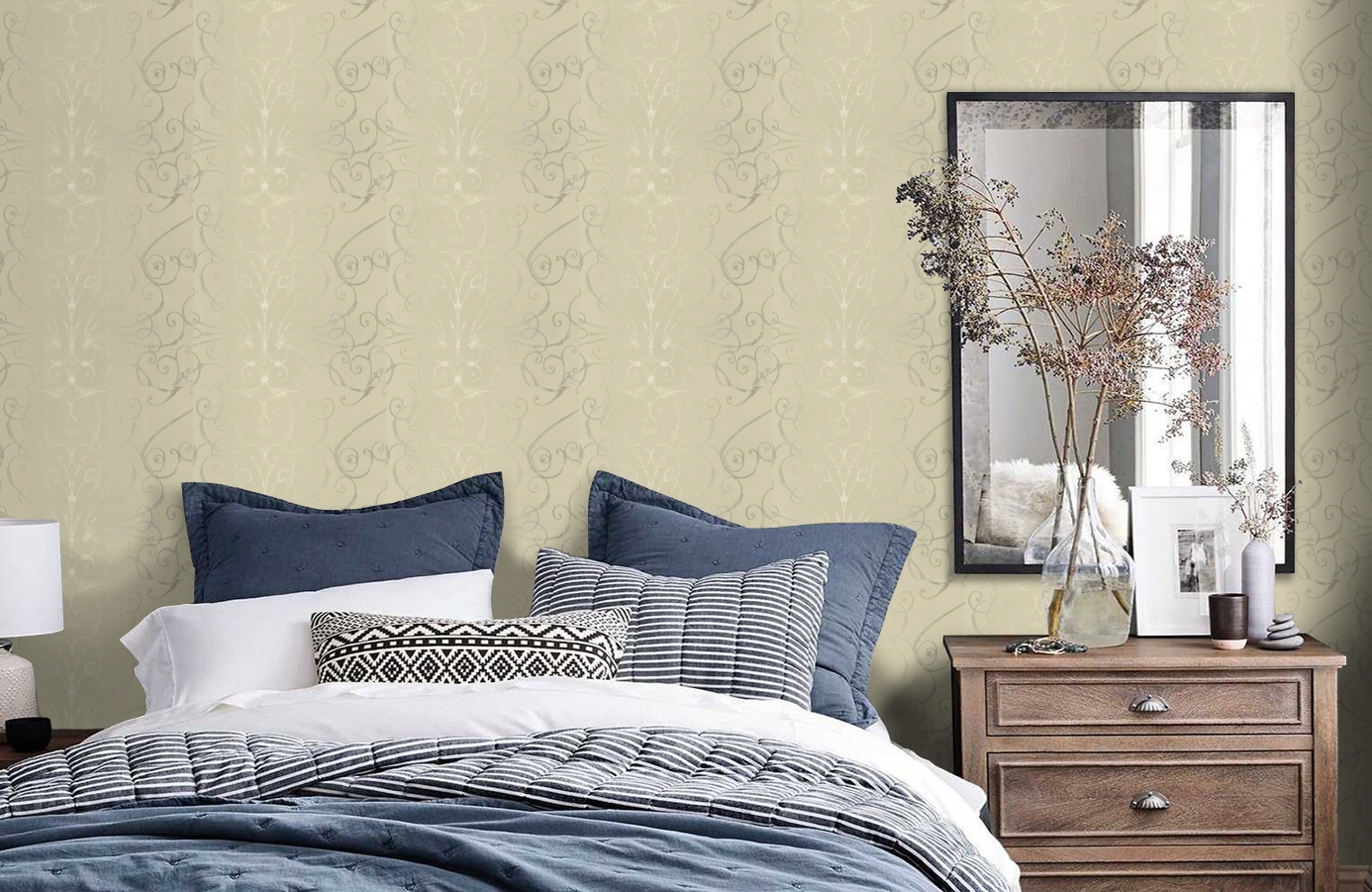 Обои HMY57616 фото в интерьере спальни