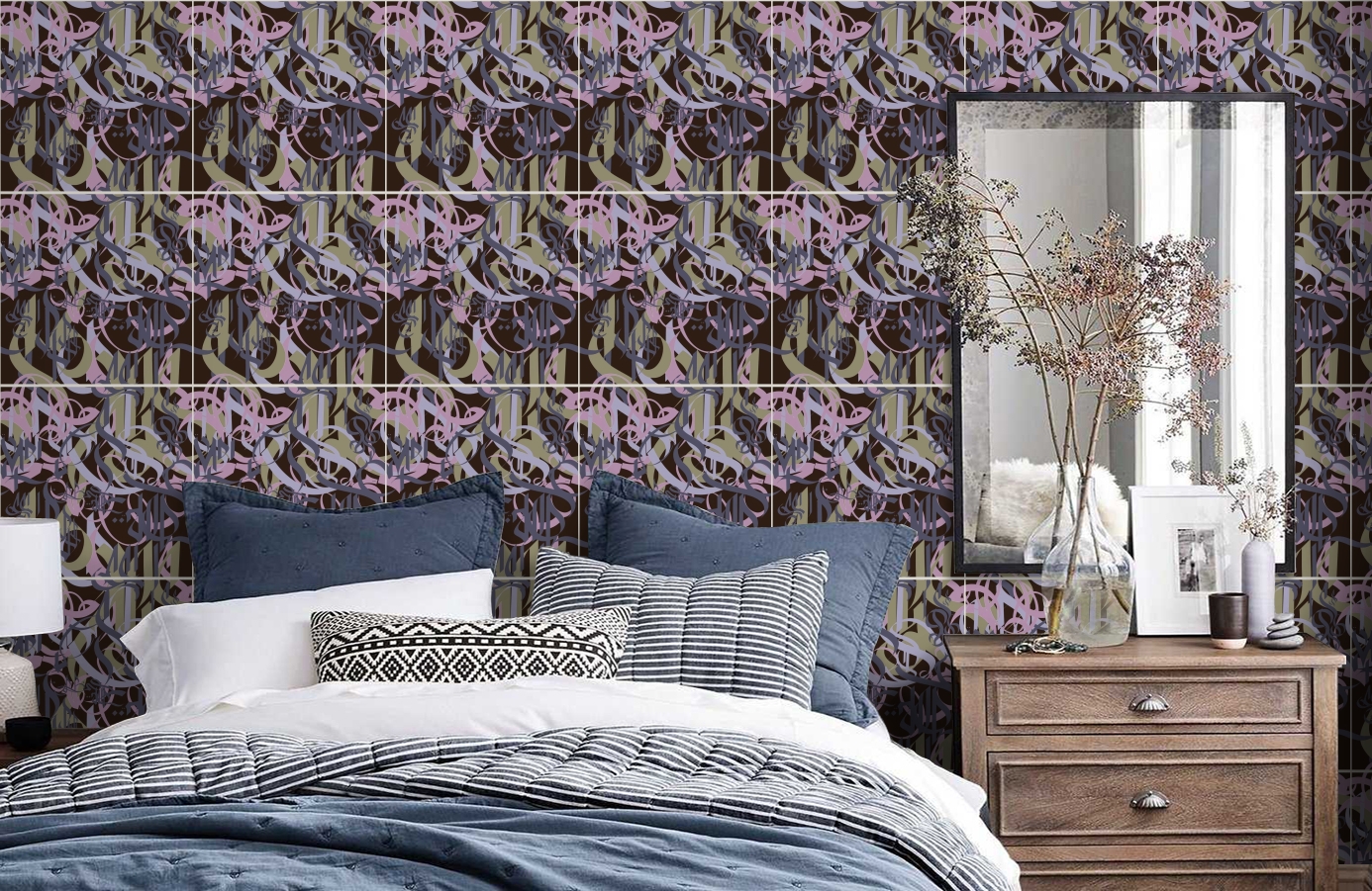 Обои 1981-2 фото в интерьере спальни Обои 1981-2 фото в интерьере спальни