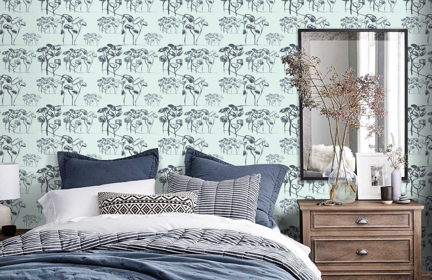 Обои 1996-4 9 фото в интерьере спальни