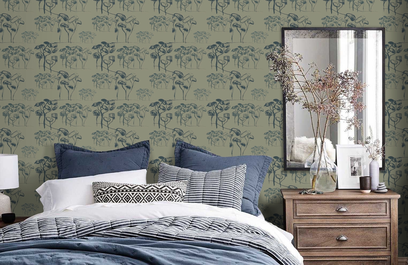 Обои 1996-5 9 фото в интерьере спальни