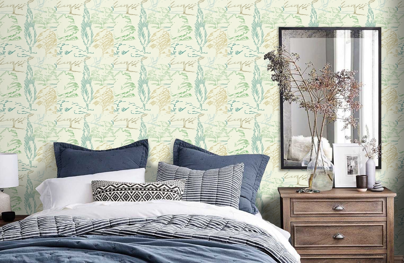 Обои DCFL211667 фото в интерьере спальни