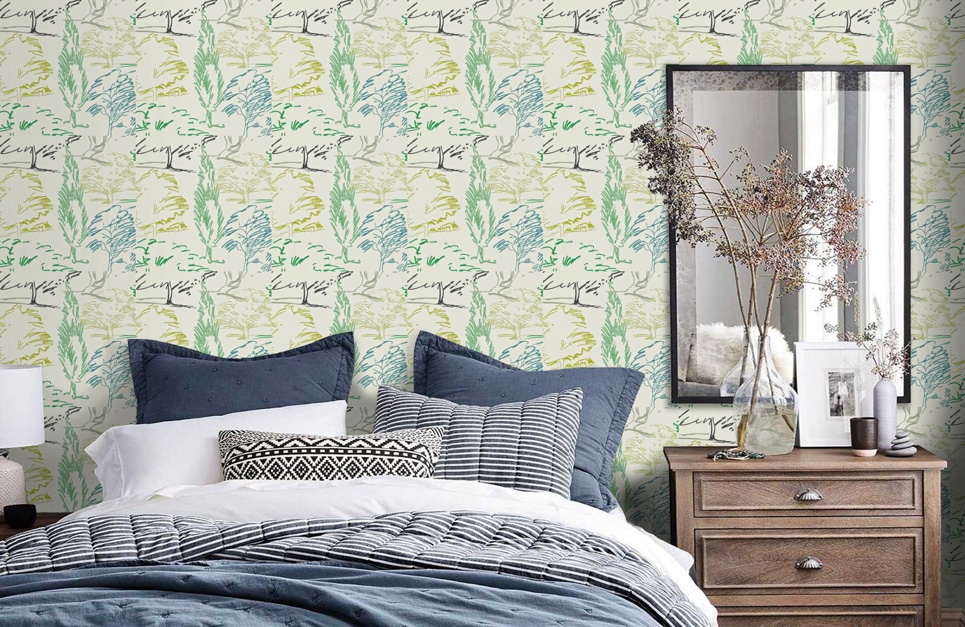 Обои DCFL211671 фото в интерьере спальни