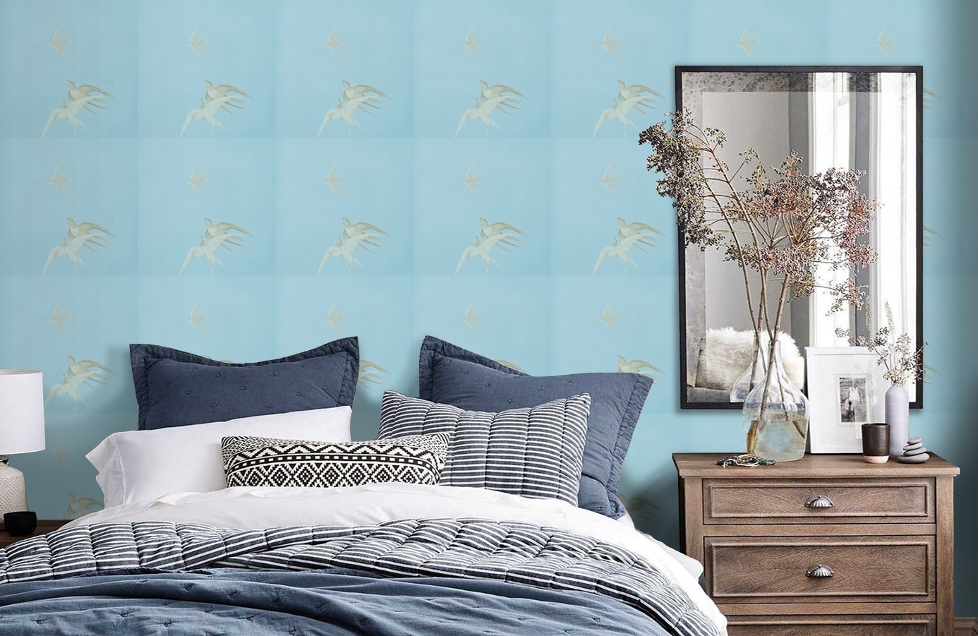 Обои DVIWSW103 фото в интерьере спальни