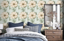 Обои HT70002 фото в интерьере спальни превью