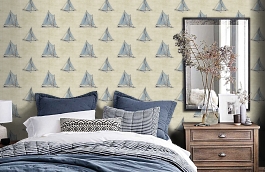 Обои CR70202 фото в интерьере спальни превью