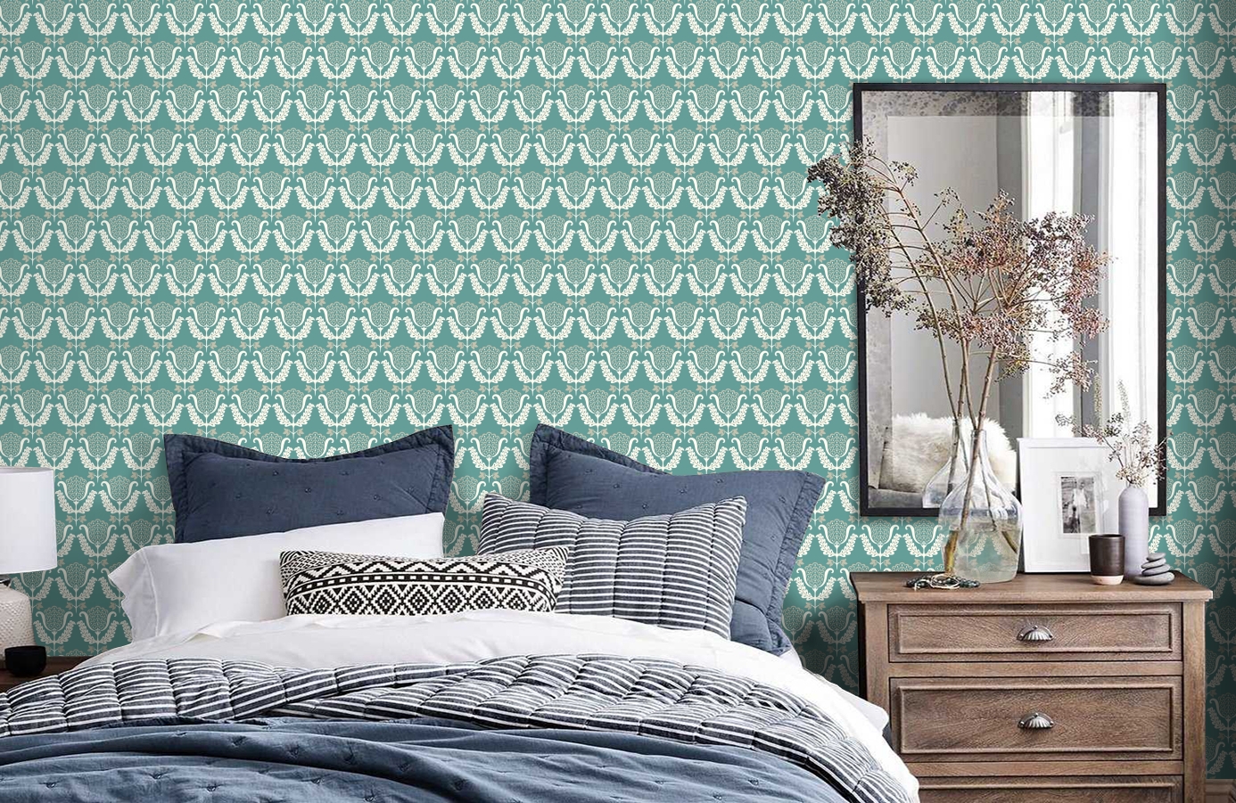 Обои GP5920 фото в интерьере спальни