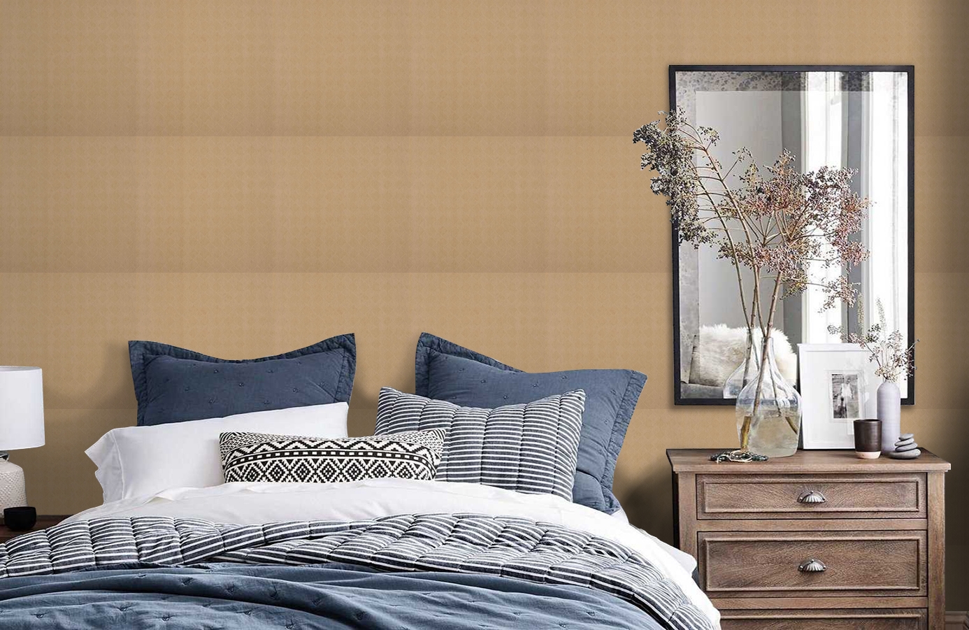 Обои HT2005 фото в интерьере спальни