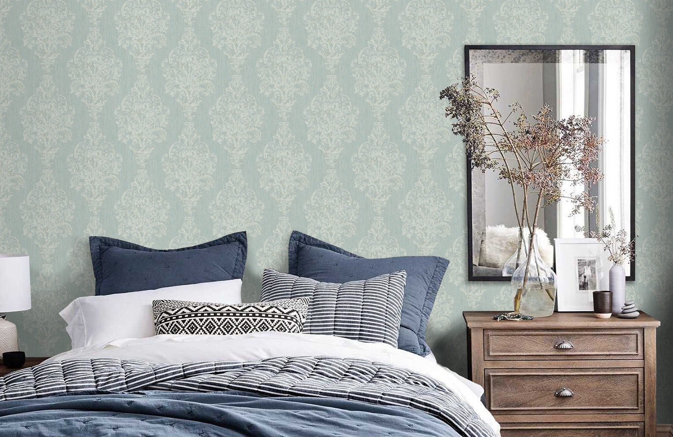 Обои SH5566 фото в интерьере спальни
