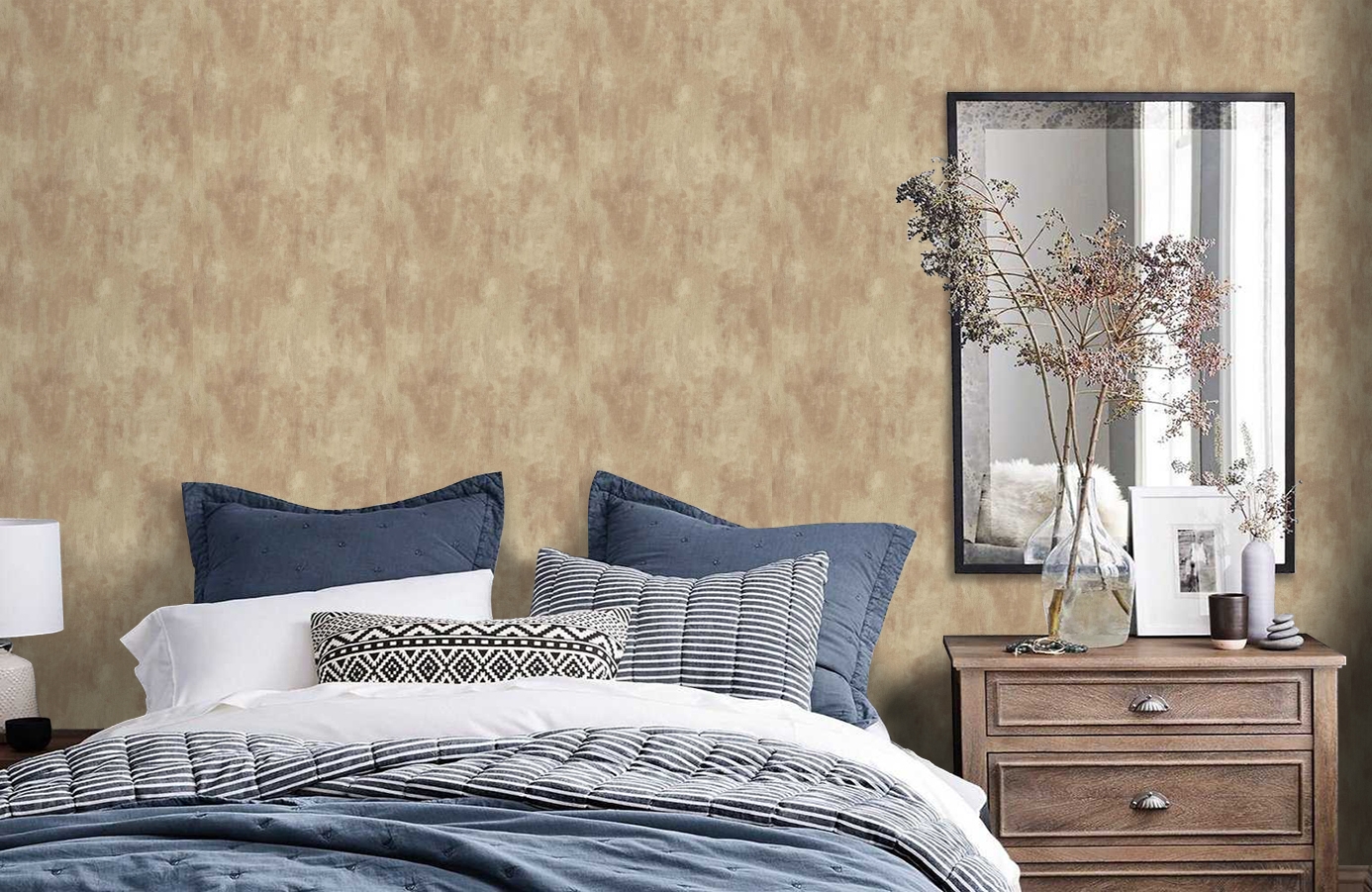Обои TT6231 фото в интерьере спальни