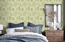 Обои ZTRA03001 фото в интерьере спальни превью