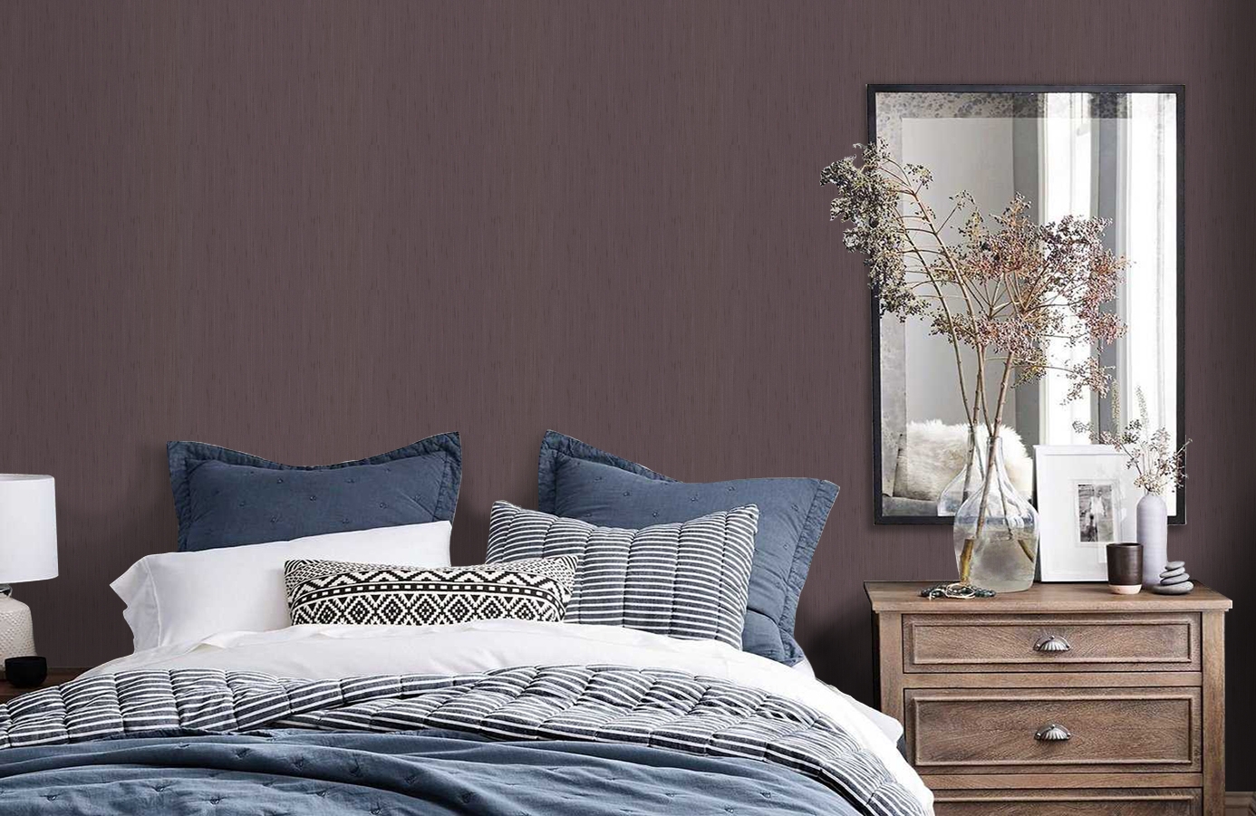 Обои 2663-30 фото в интерьере спальни