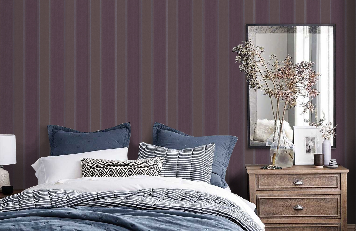 Обои 2664-39 фото в интерьере спальни