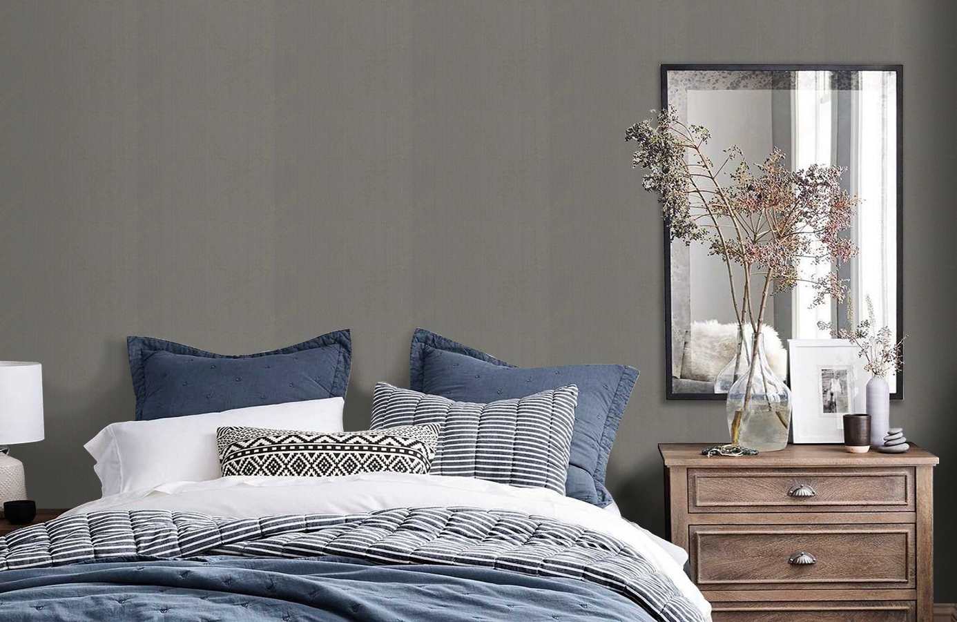 Обои 2904-58 фото в интерьере спальни