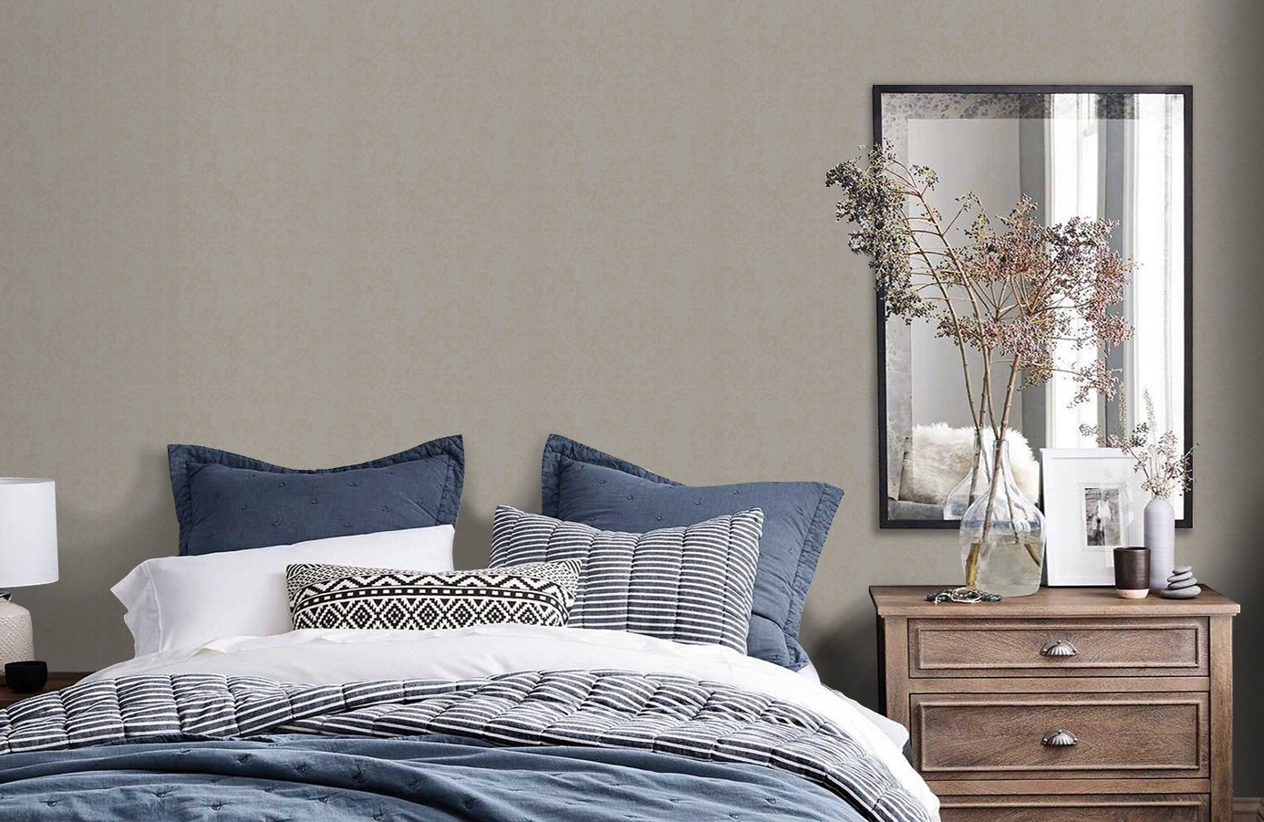 Обои 2905-40 фото в интерьере спальни