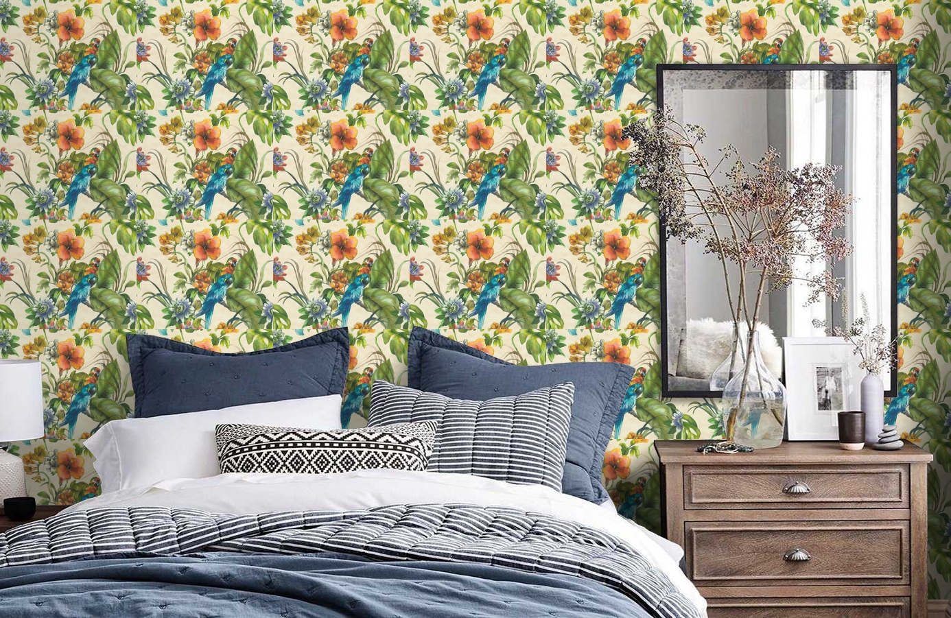 Обои 30015-1 фото в интерьере спальни