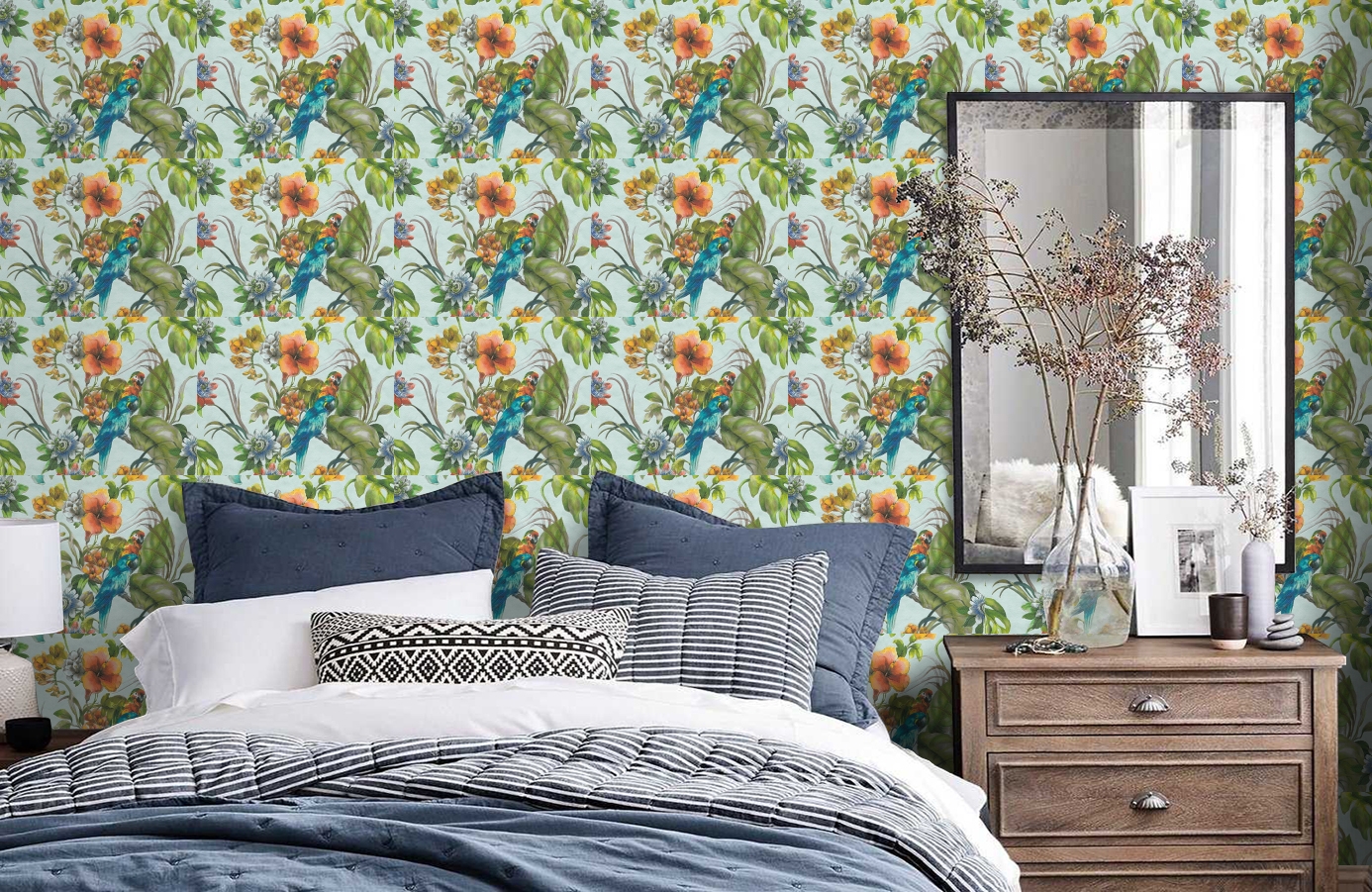 Обои 30015-2 фото в интерьере спальни