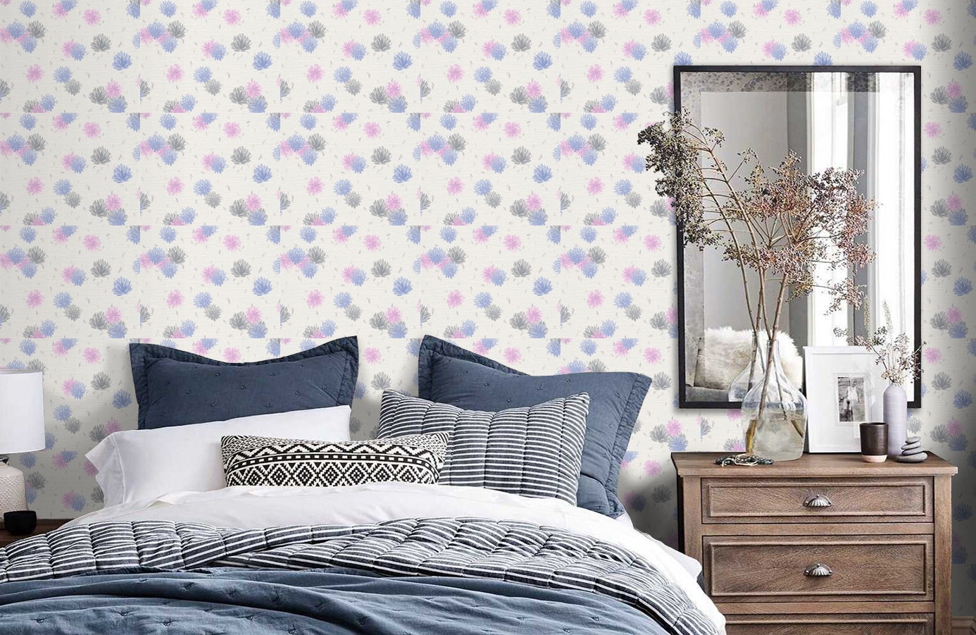 Обои 30408-4 фото в интерьере спальни