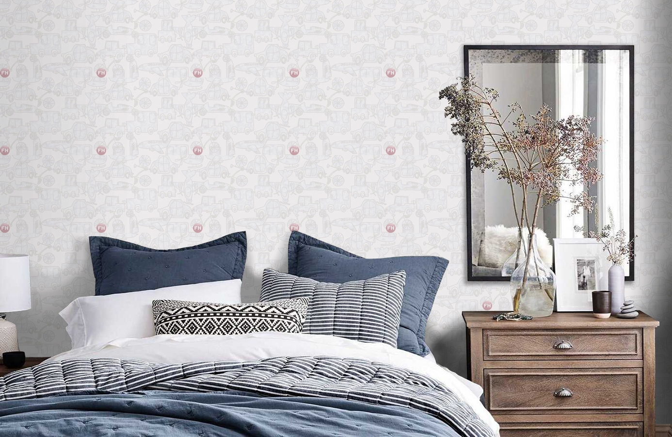 Обои 30449-2 фото в интерьере спальни