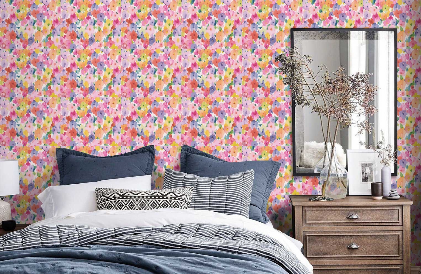 Обои 30450-1 фото в интерьере спальни