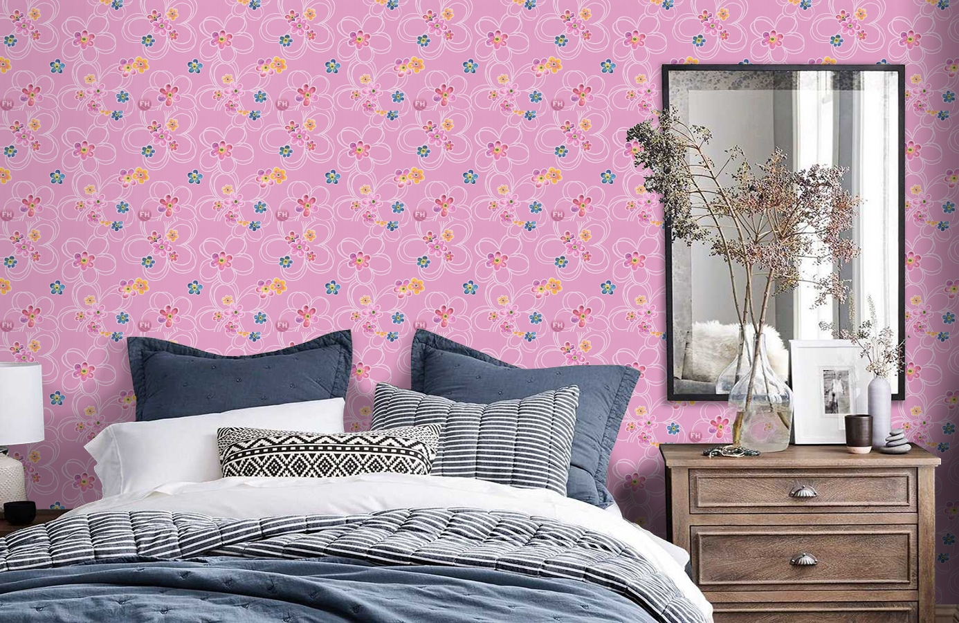 Обои 30460-2 фото в интерьере спальни