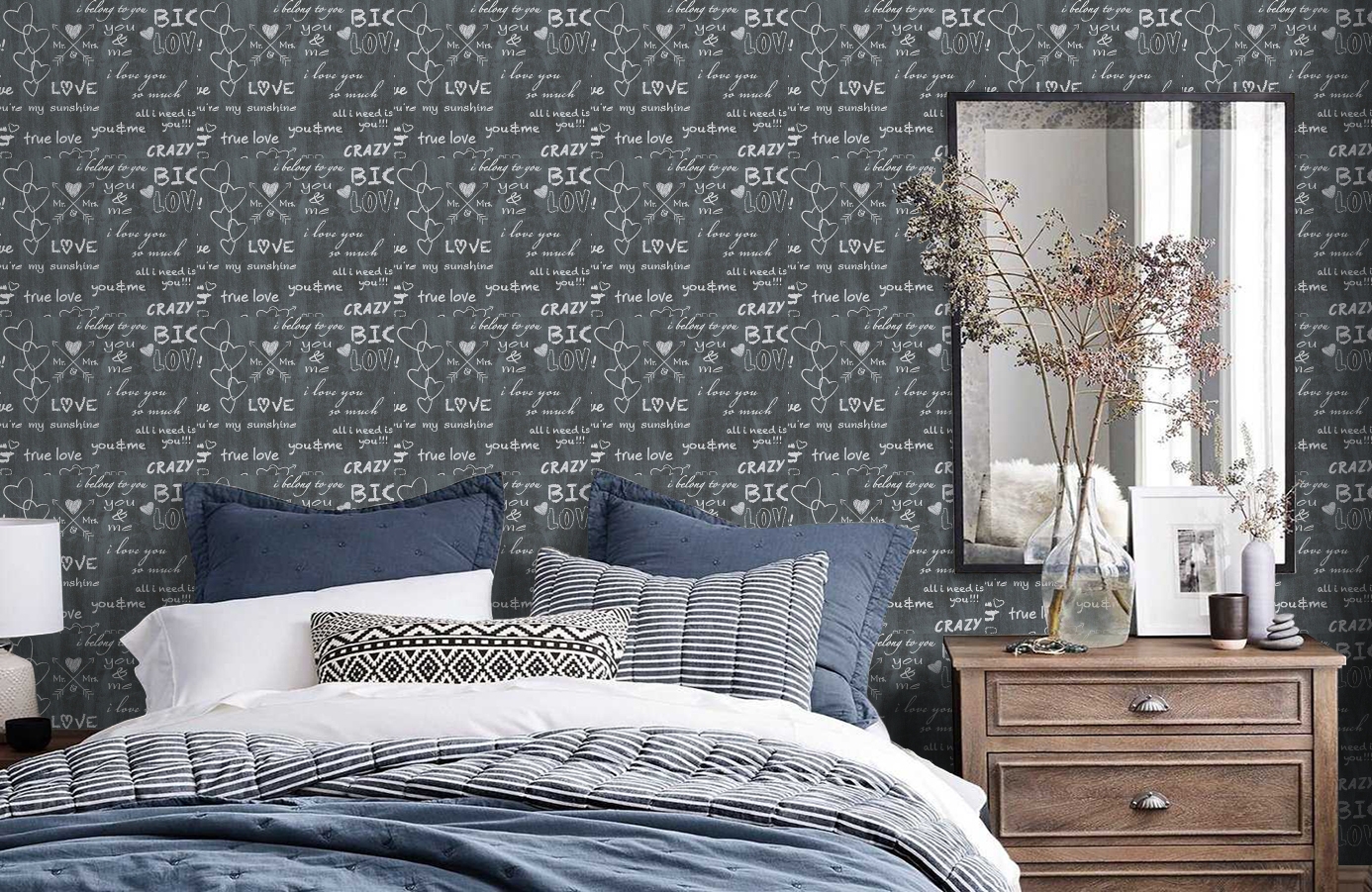 Обои 30465-2 фото в интерьере спальни