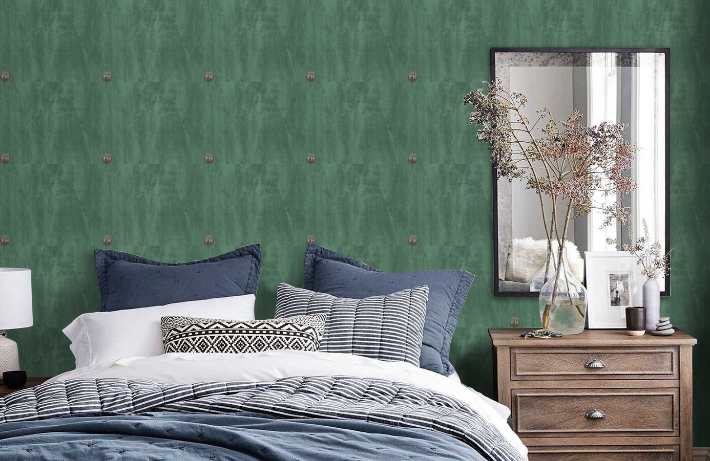 Обои 30466-2 фото в интерьере спальни