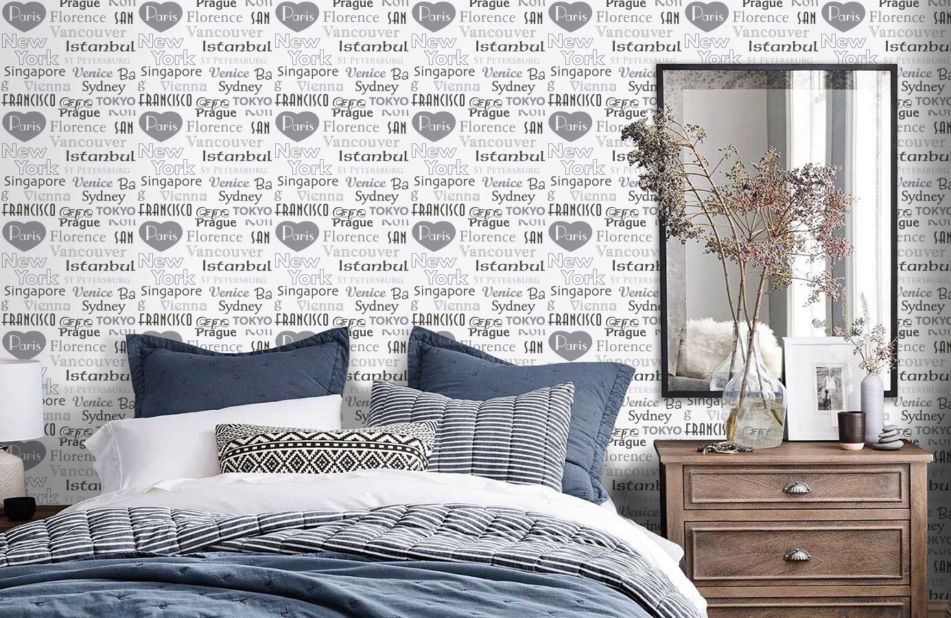 Обои 30467-1 фото в интерьере спальни