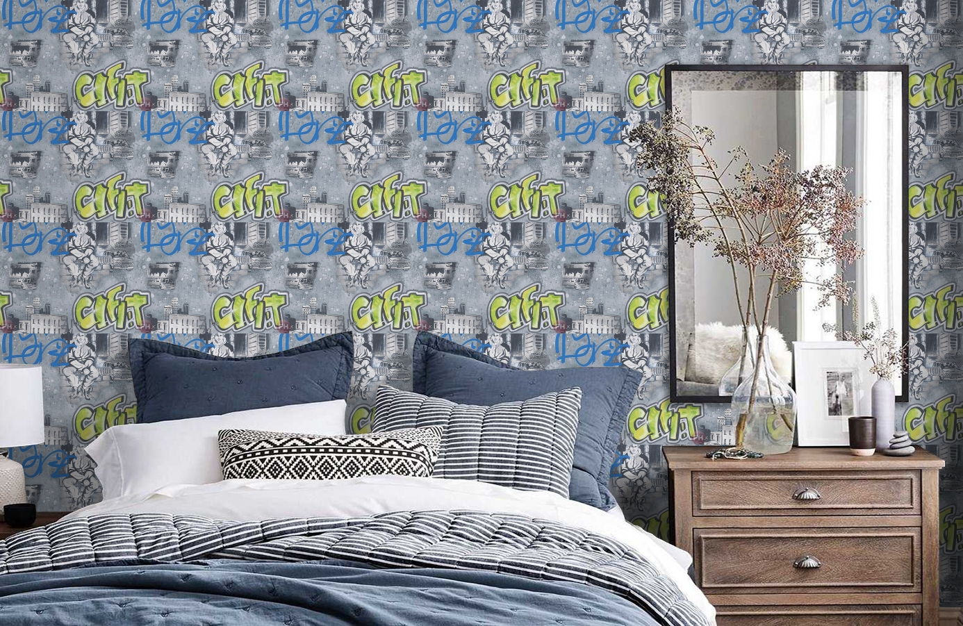 Обои 30468-2 фото в интерьере спальни