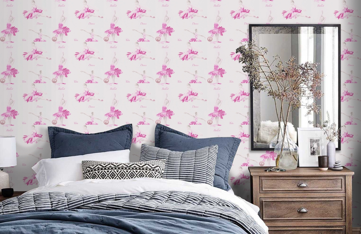 Обои 30528-1 фото в интерьере спальни