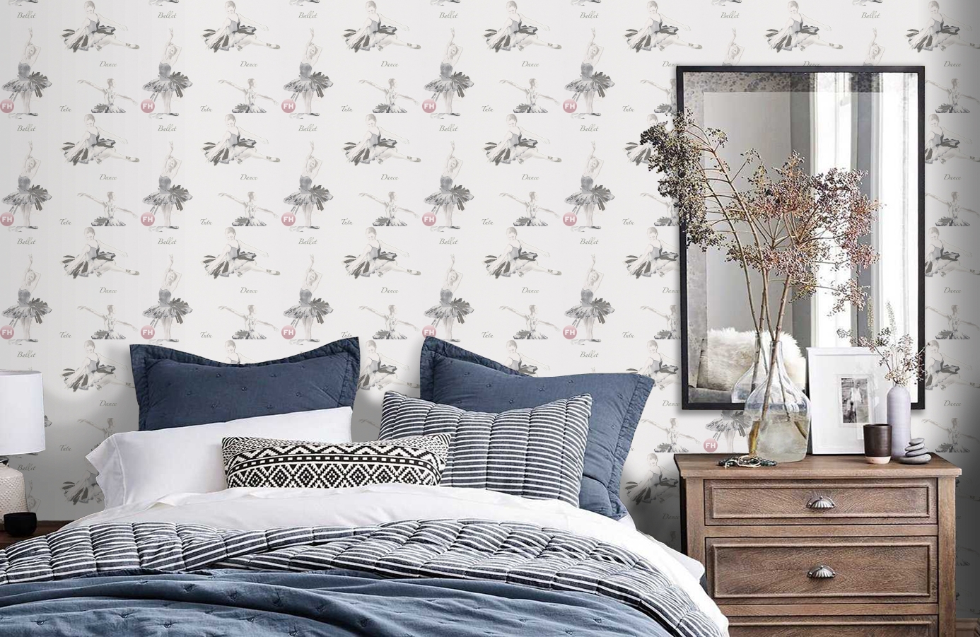 Обои 30528-3 фото в интерьере спальни