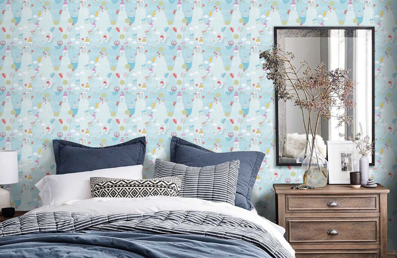 Обои 30595-3 фото в интерьере спальни