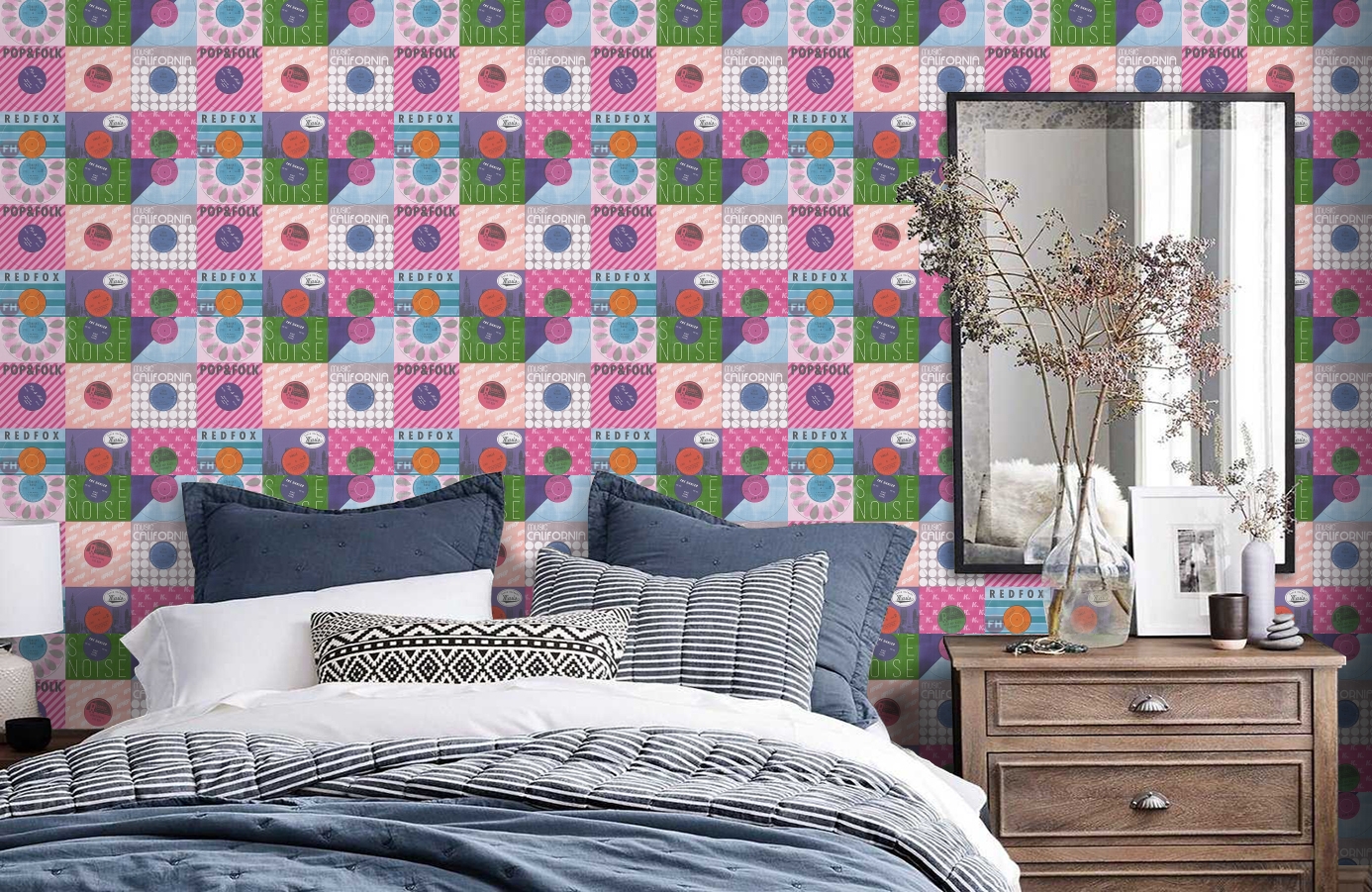 Обои 30596-1 фото в интерьере спальни