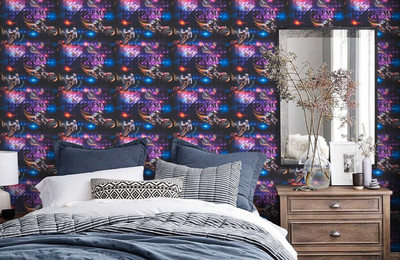 Обои 30656-1 фото в интерьере спальни