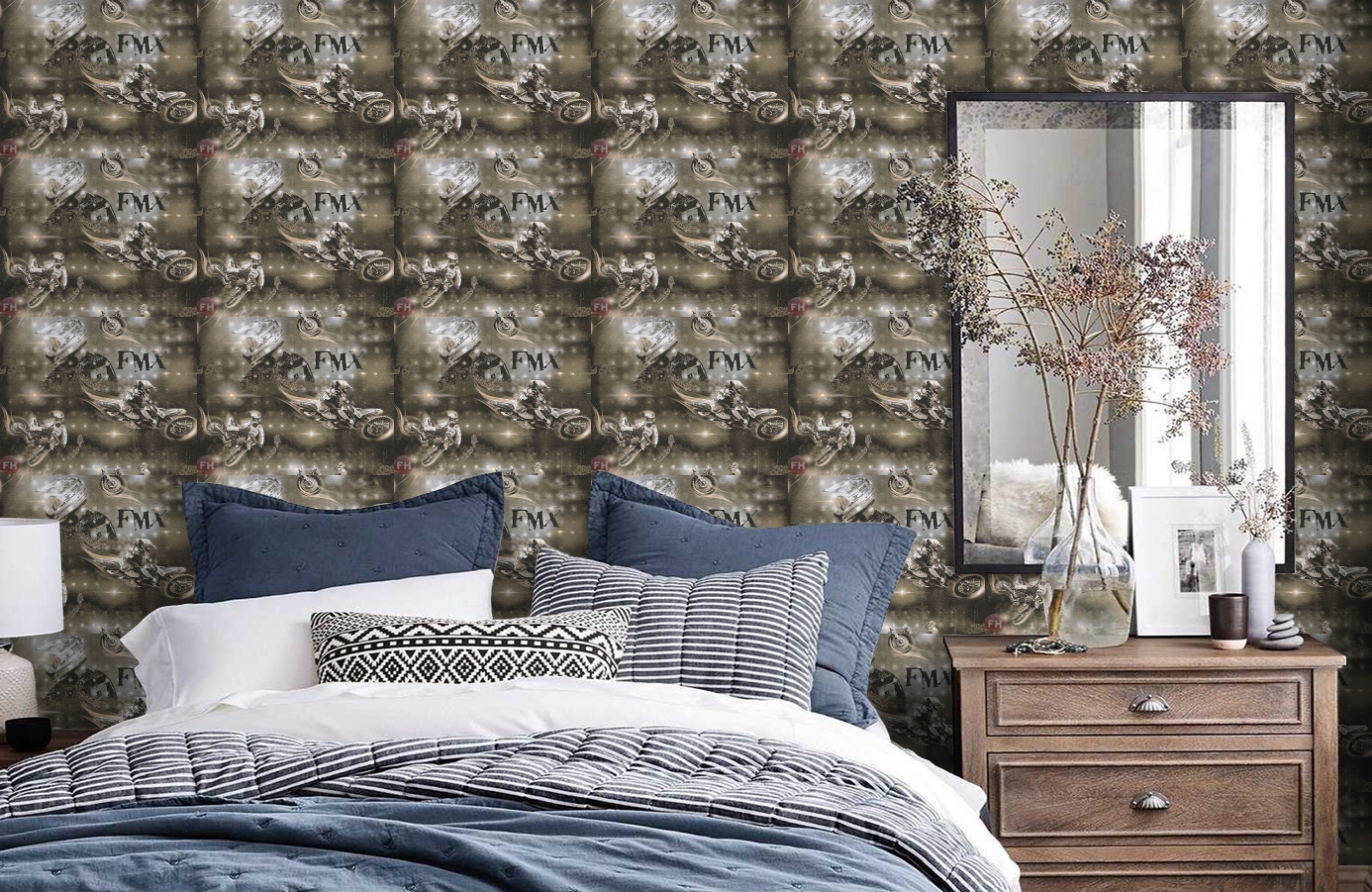 Обои 30656-2 фото в интерьере спальни