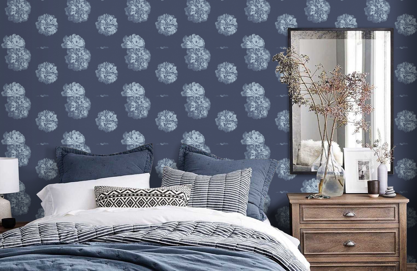 Обои 32454-5 фото в интерьере спальни